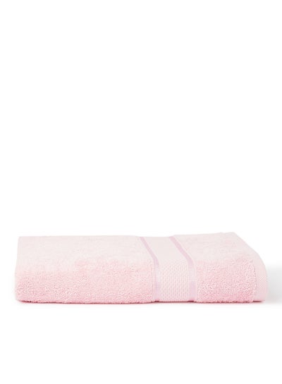 Buy Terry Dyed Towel With Viscose Border Pink 70x140cm in UAE