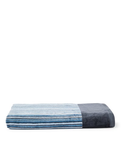 Buy Yarn Dyed Cotton Towel Blue 80x160cm in UAE