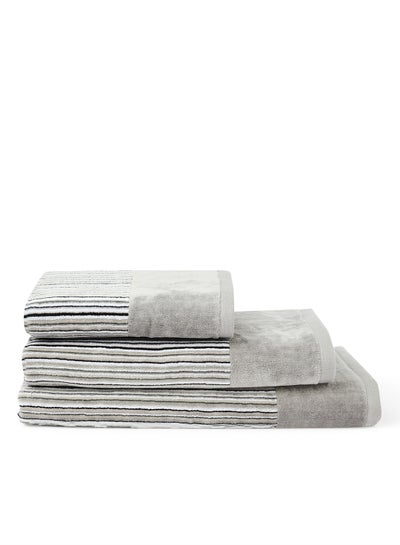 Buy 3-Piece Yarn Dyed Bath Towel Grey 50x90, 70x140, 80x160cm in UAE