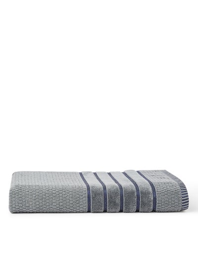 Buy Pop Corn Terry Dyed Towel With Viscose Border Grey 70x140cm in UAE