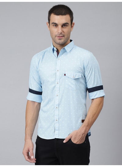 Buy Solid Pattern Button Down Shirt Glacier in UAE