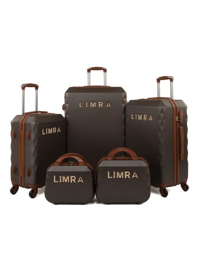 Buy 5-Piece Luggage Trolley Set Coffee in Saudi Arabia