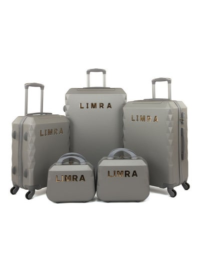 اشتري 5-Piece Hard Side Luggage Trolley Set Silver في السعودية