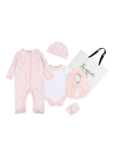 Buy 5 Piece Baby Combo Set White/Peach in Saudi Arabia