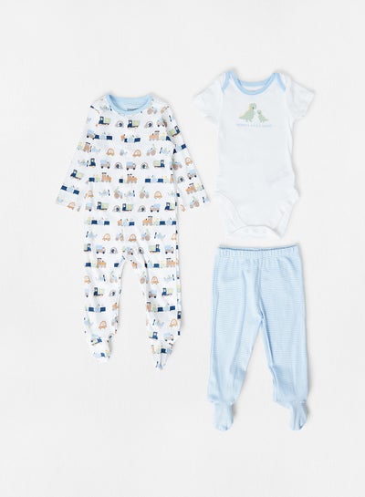 Buy Baby Graphic Clothing Set (Set of 3) White in UAE