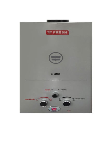 Buy Fresh natural Gas Water Heater 6 liter - Stainless with Adapter 500011092 Silver in Egypt