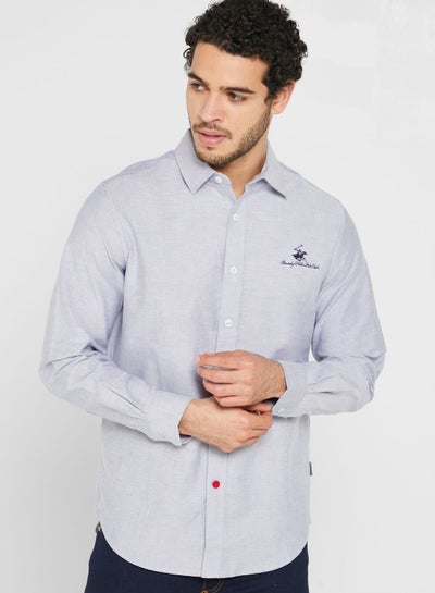 Buy Logo Regular Fit Shirt Navy in UAE