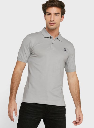 Buy Chest Logo Polo Grey in UAE