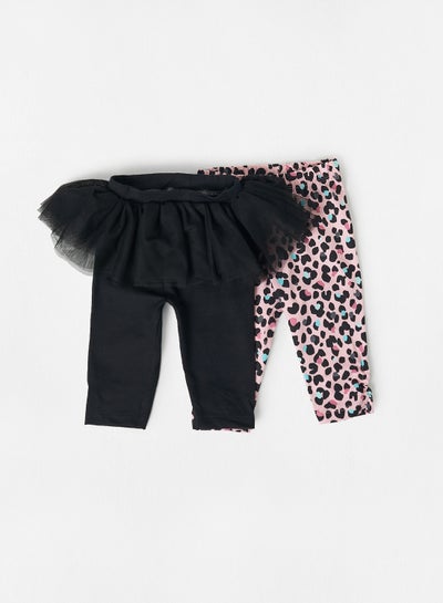 Buy Baby Leggings Set (Pack of 2) Black/Pink in UAE