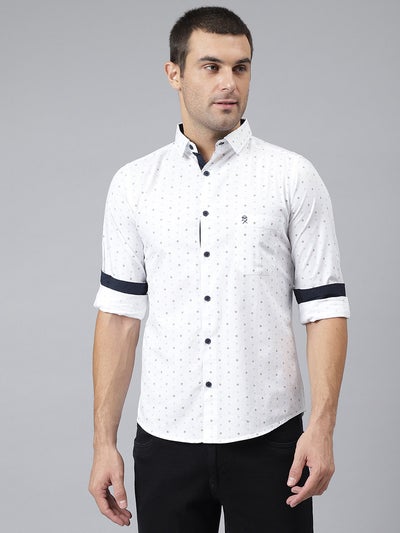 Buy All-Over Printed Button Down Shirt Snowy in UAE