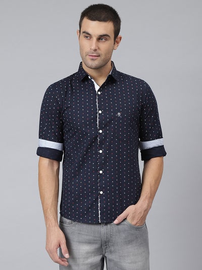 Buy All-Over Printed Button Down Shirt Midnight in UAE