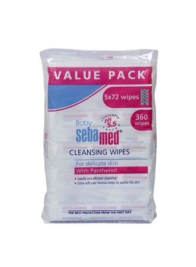 Buy Cleansing Baby Wipes With Panthenol, Value Pack, Pack Of 5, 360 Count in Saudi Arabia