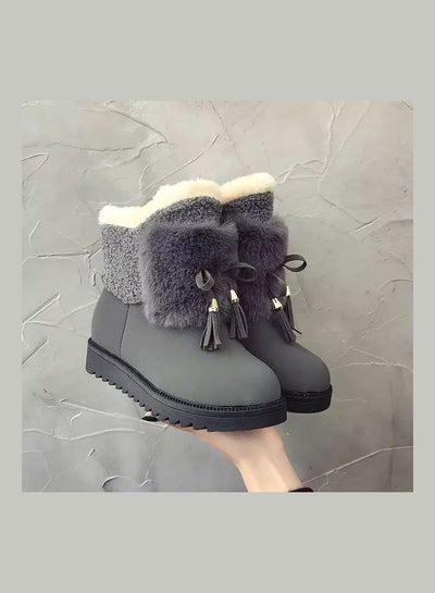 Buy Flat Ankle Boots Grey in Saudi Arabia