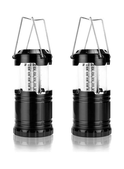 اشتري 2-Pack Portable LED Camping Lantern Flashlights Survival Kit For Emergency Black/Silver 18x8.5x8.5cm في الامارات