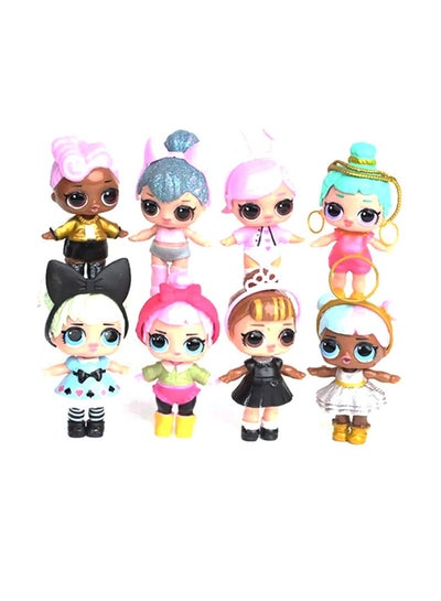 Buy 8-Piece Lol Sparkly Baby Highly Detailed Pvc Doll Set For Kids, Multicolour 21.6x15.5x6.3cm in UAE