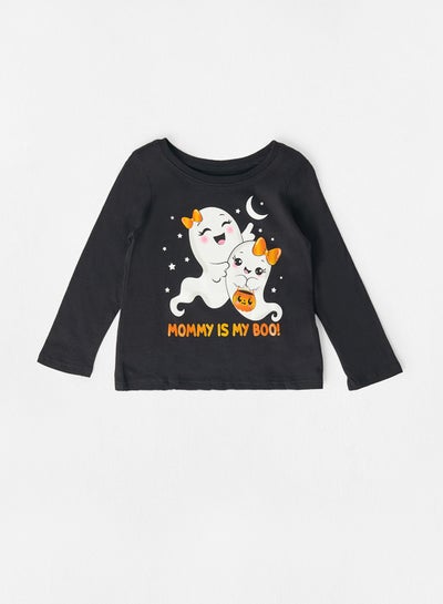 Buy Baby/Kids Slogan Graphic T-Shirt Black in UAE