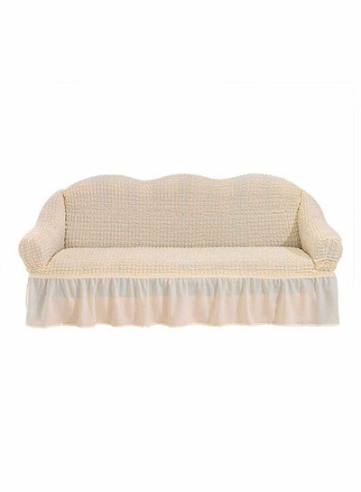 Buy 3-Seater Exquisitely Detailed And Beautifully Designed Attractive Bubble Type Pattern Sofa Slipcover Cream 11.7x5.3x16.3inch in UAE