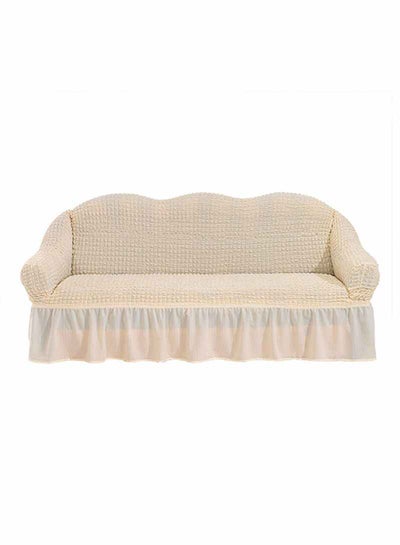 Buy 3-Seater Exquisitely Detailed And Beautifully Designed Attractive Bubble Type Pattern Sofa Slipcover Cream 11.7x5.3x16.3inch in Saudi Arabia