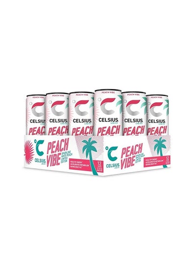 اشتري Pack of 12 Zero Sugar Peach Vibe Fitness Drink Slim Can في الامارات