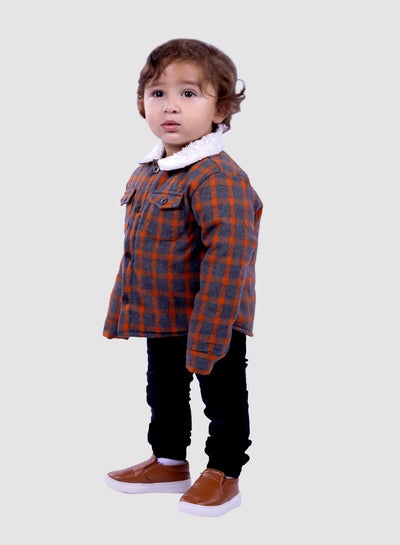 اشتري Baby Checkered Button Down Shirt Orange في مصر