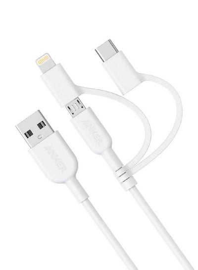 اشتري كابل باور لاين II من USB-A إلى Lightning 3 في 1 بطول 1 متر أبيض في مصر