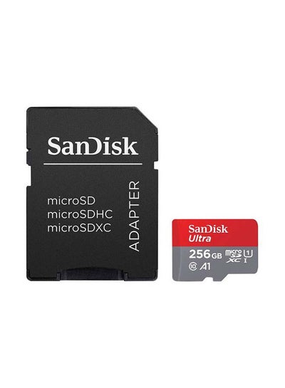 اشتري بطاقة سانديسك ألترا MicroSDHC UHS-I سعة 256 جيجابايت مع محول بسرعة تصل إلى 100 ميجابايت/ الثانية 256غيغابايت أسود / رمادي / أحمر في السعودية