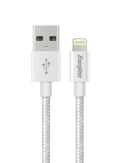 Buy 2.4A High Tech Metallic Braided Fast Charging MFi Certified Lightning Cable For Apple iPhone/iPod/iPad/iPhone X/ XR/11/11 Pro/11 Pro Max/12/12 Pro/12 Pro Max Silver Silver in UAE