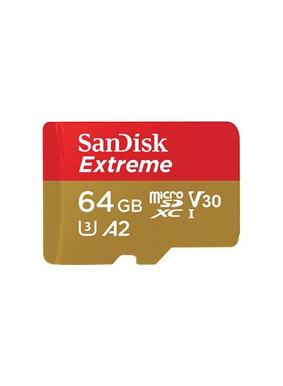 اشتري بطاقة مايكرو SD إكستريم من نوع UHS-I وفئة V30 A2 64جيجابايت ذهب / أحمر في الامارات