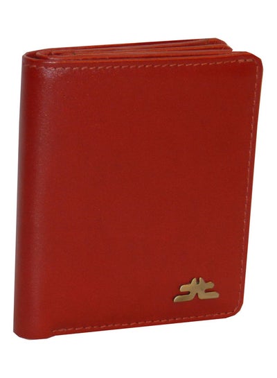 Buy Genuine Leather Logo Detail Long Wallet Red in UAE