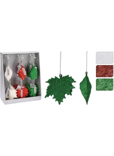 اشتري 1-Piece Christmas Leaf Hanging Decoration Green/Red/White 6x2x13cm في الامارات