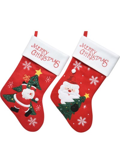 اشتري Christmas Hanging Santa Socks for Decoration, Assorted. Pack of 1 Multicolour 1x25x40.5cm في الامارات