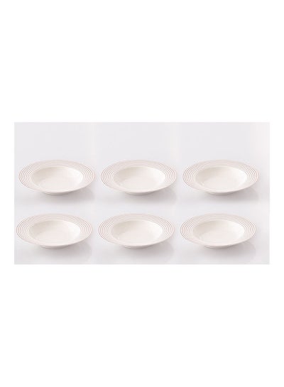 Buy 6-Piece Plate Set White/Gold 21x21x3cm in Saudi Arabia