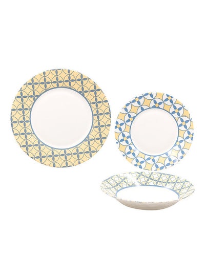 Buy 18-Piece Dinner Set Blue/Orange/White 28x28x3cm in Saudi Arabia