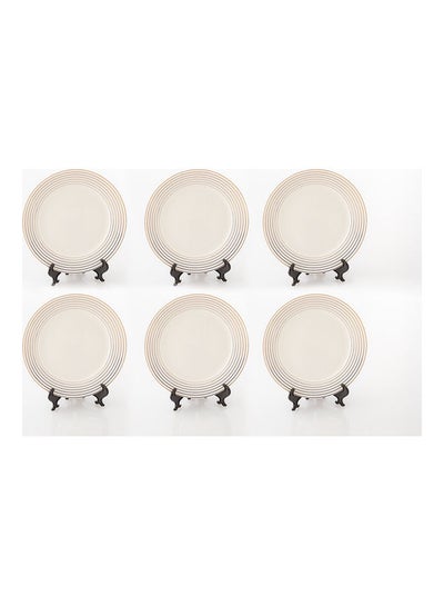 Buy 6-Piece Plate Set White/Gold 18x18x2cm in Saudi Arabia