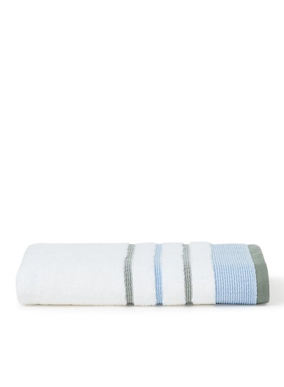 Buy Hand Towel With Cozy Style White/Blue 50X90cm in UAE