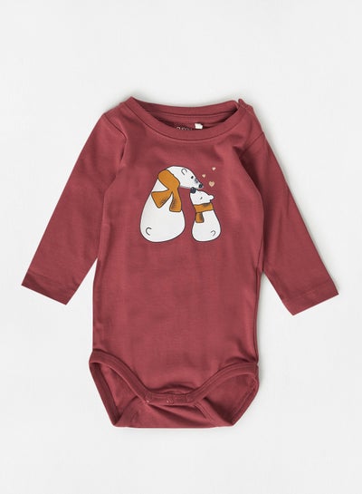 Buy Baby Girls Graphic Long Sleeve Bodysuit Red in UAE