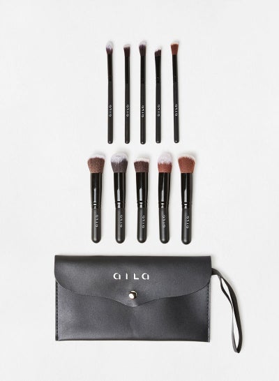 Buy 10-Piece Mini Makeup Brush Set Black in UAE