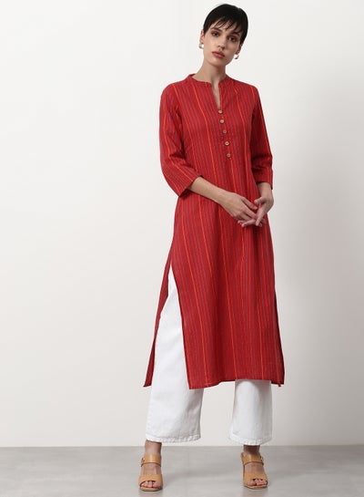 Buy Regular Fit Casual Kurta Red in Saudi Arabia