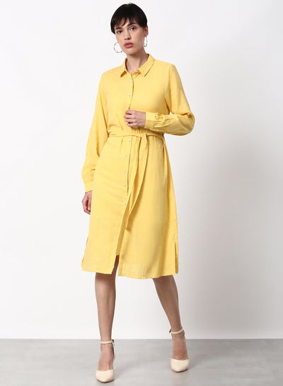 Buy Regular Fit Casual Dress Yellow in UAE