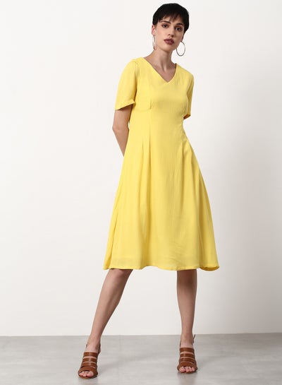 Buy Regular Fit Casual Dress Yellow in Saudi Arabia