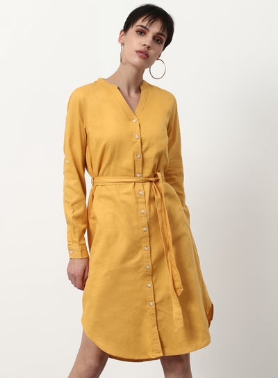 Buy Regular Fit Casual Dress Yellow in Saudi Arabia