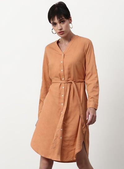 Buy Regular Fit Casual Dress Orange in Saudi Arabia