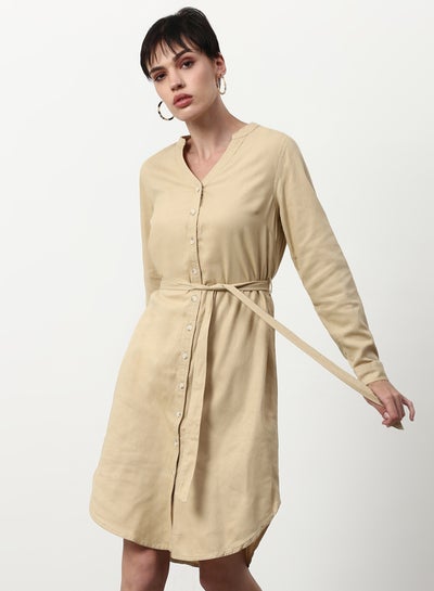 Buy Regular Fit Casual Dress Beige in Saudi Arabia