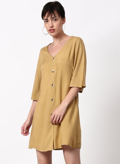 Buy Regular Fit Casual Dress Mustard in Saudi Arabia