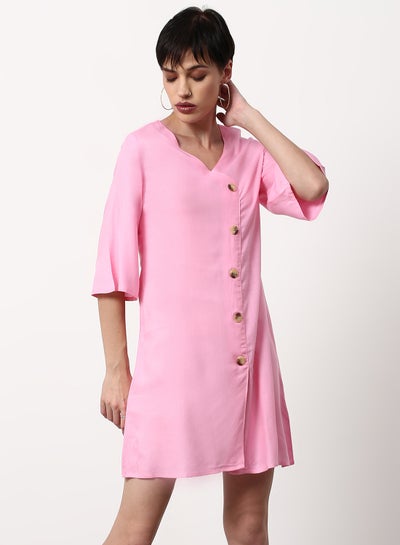 Buy Regular Fit Casual Dress Pink in Saudi Arabia