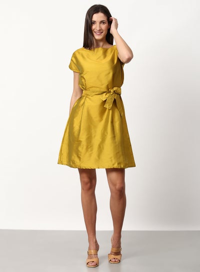 Buy Regular Fit Casual Dress Mustard in UAE