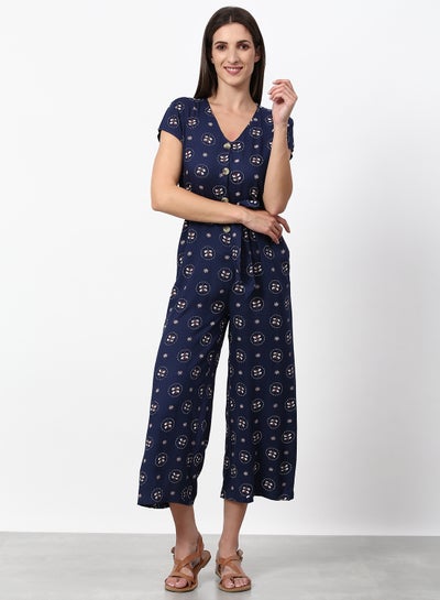 Buy Printed Regular Fit Jumpsuit Navy in Saudi Arabia