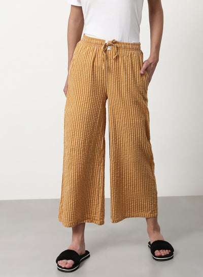 Buy Striped Printed Casual Lounge Pant Yellow in UAE