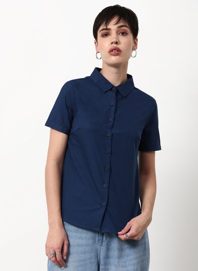 Buy Regular Fit Short Sleeve Shirt Navy in Saudi Arabia