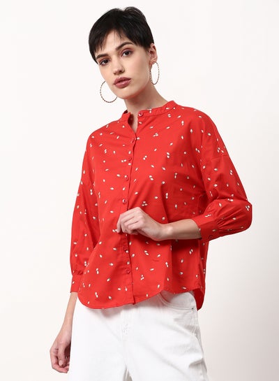 Buy Printed Regular Fit Woven Top Multicolor Red in Saudi Arabia